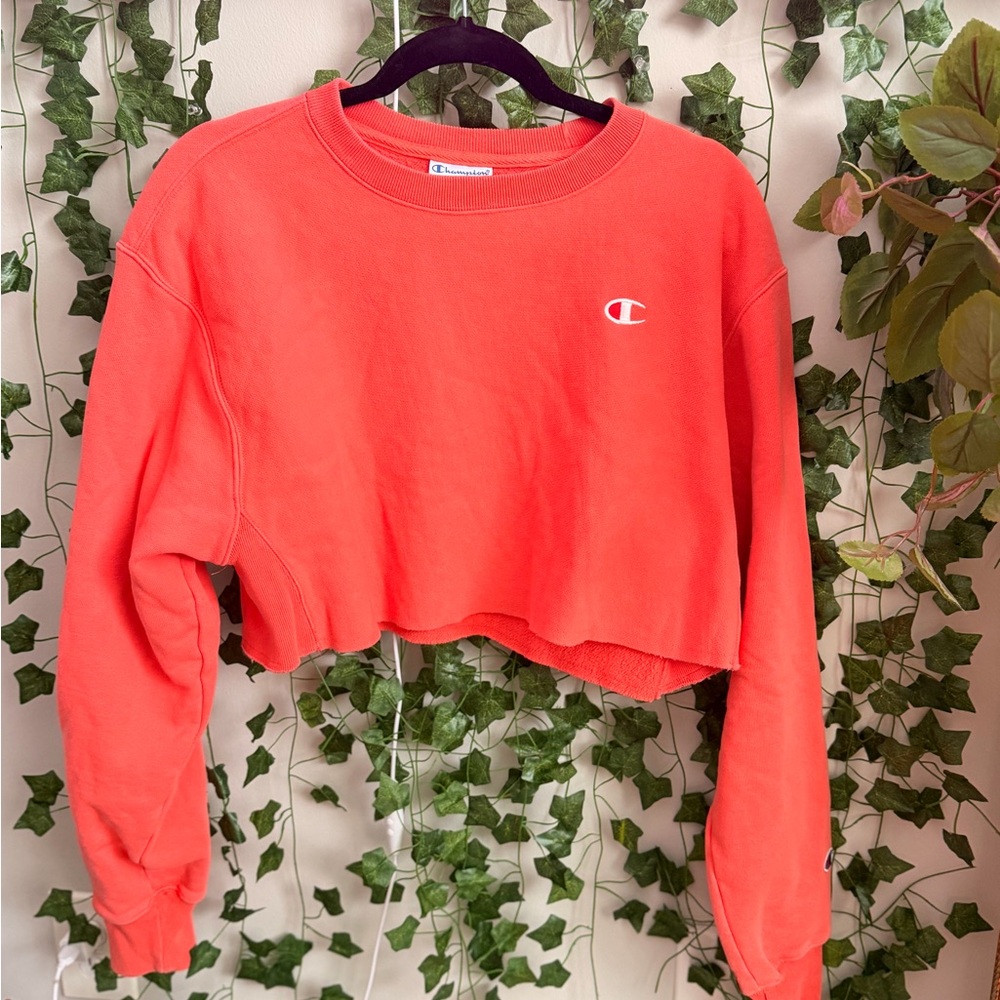 Champion Women's Cropped Hoodie - Bright Red
